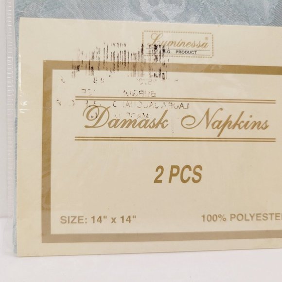 NEW Damask Polyester Green Floral 2pc Napkin Set - Picture 2 of 4